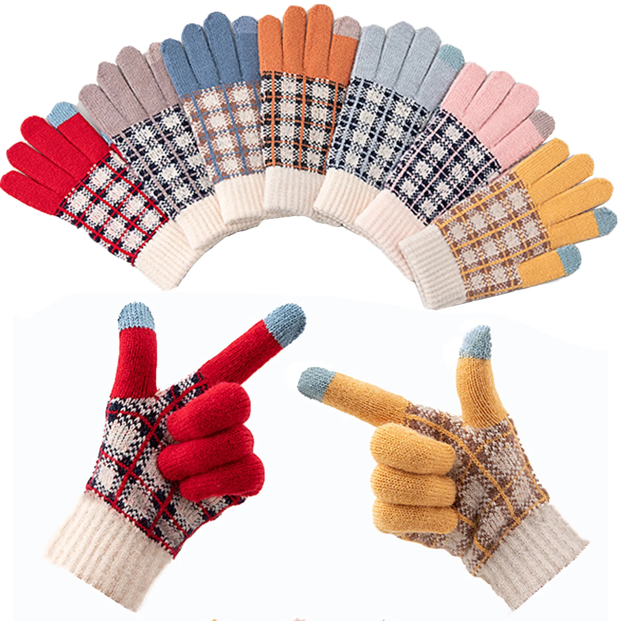 Warm Winter Ladies Wool Knit Touch Screen Gloves 2