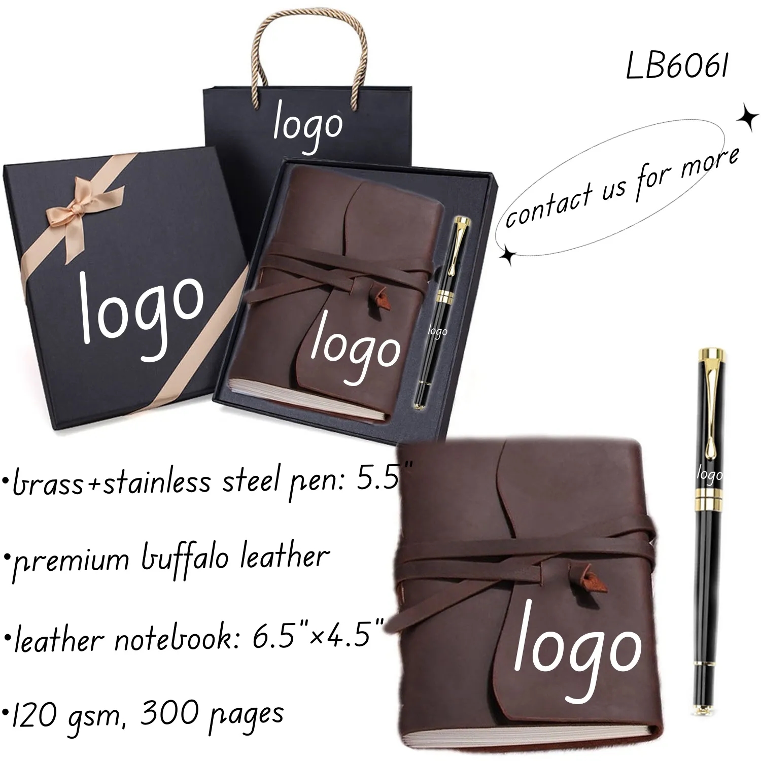 Handmade Genuine Leather Journal Pen Gift Set Writing Kit 1