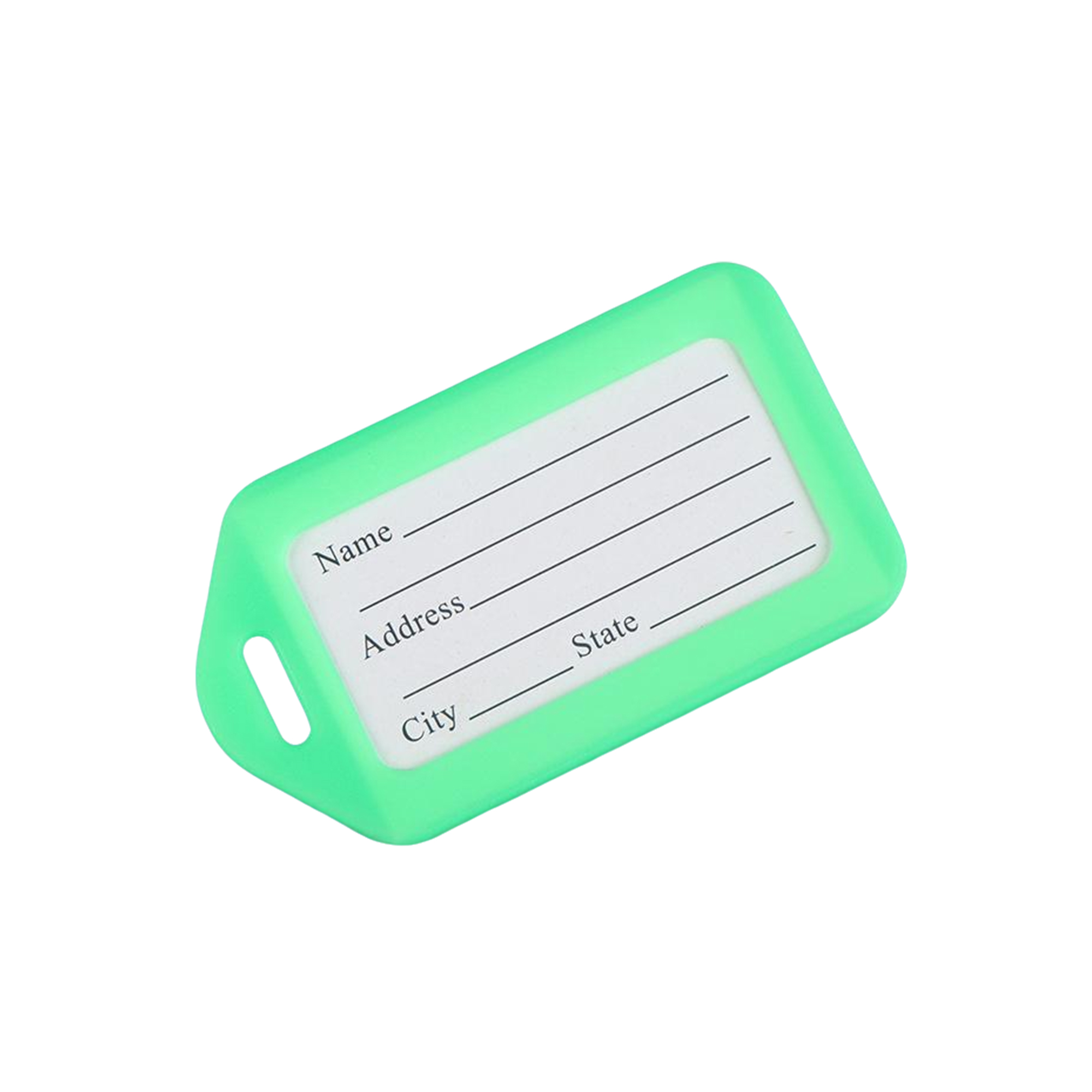Rigid Plastic Luggage Tag With Steel Cable 3.4 x 2 11