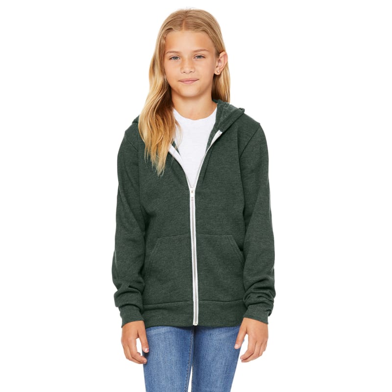 Bella + Canvas Youth Sponge Fleece Full-Zip Hooded Sweatshirt 2