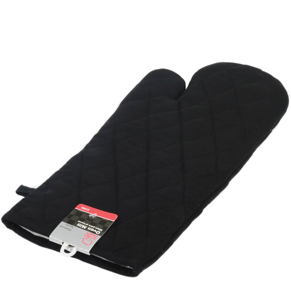 XL Oven Mitts - Quilted Black 16.5" 2