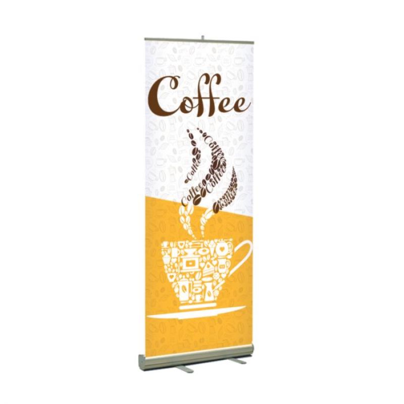 Coffee Pre Printed Premium Retractable Banner 33" x 80" - Design 2 1