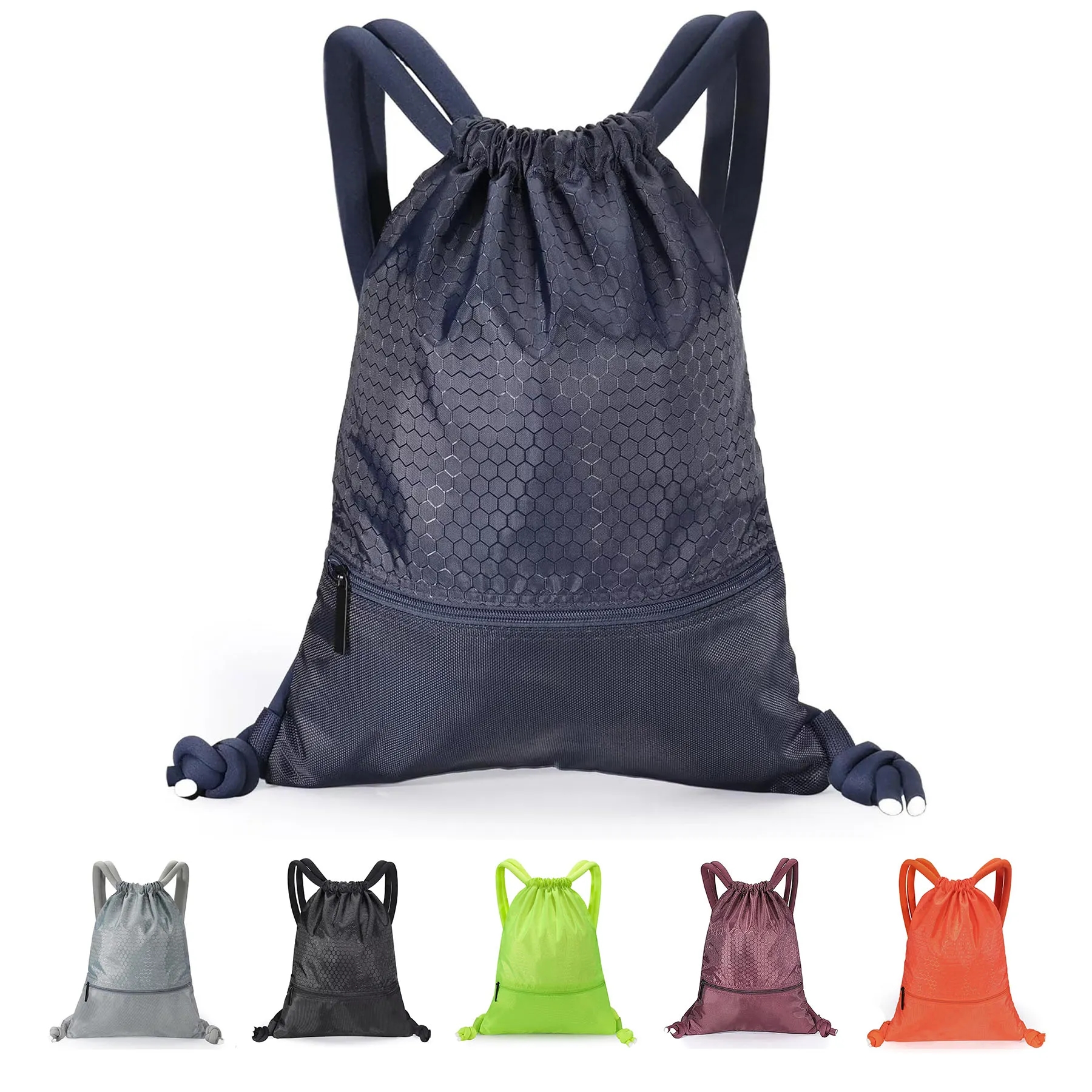 Sports and Fitness Drawstring Zipper Backpack 5