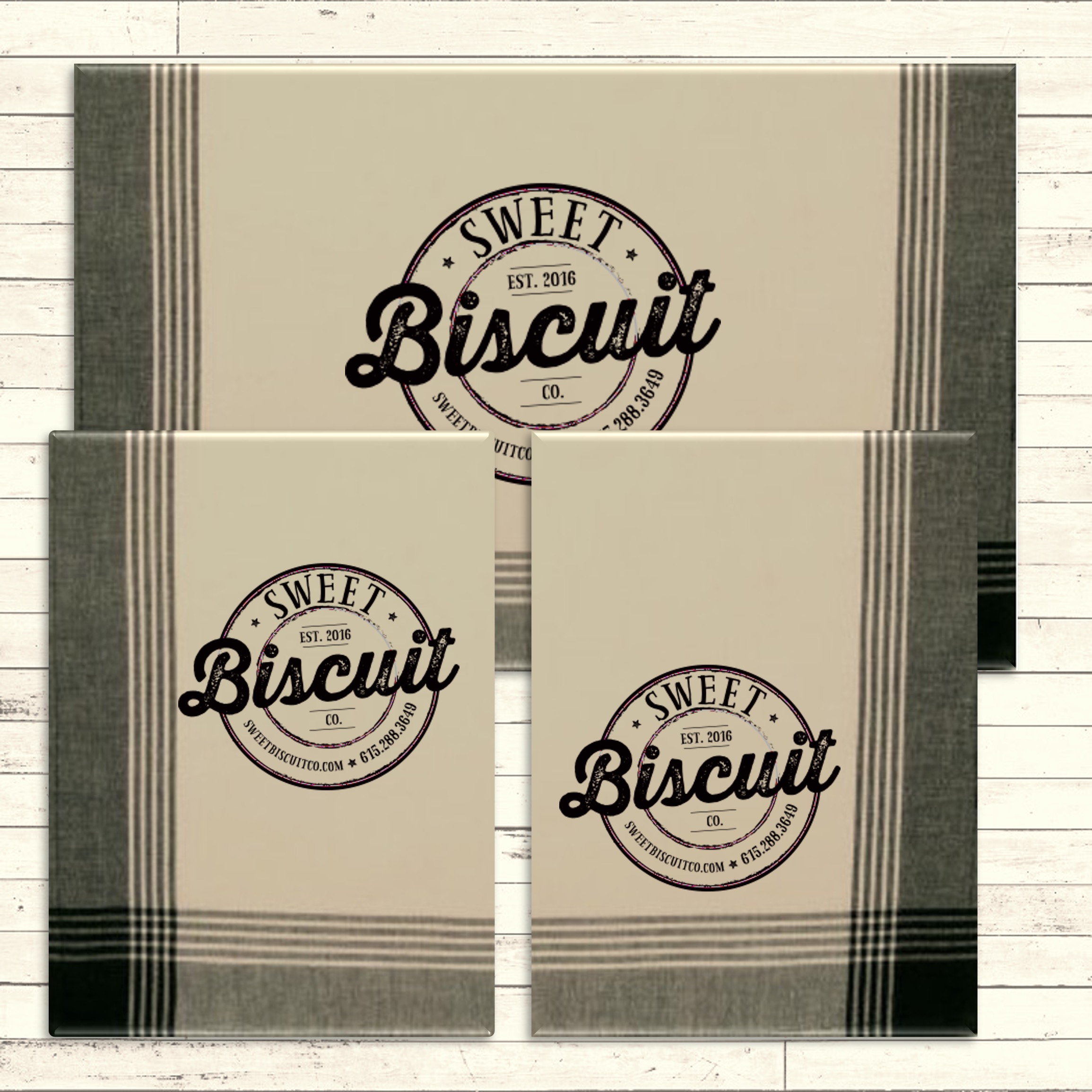 Black/Tea Dyed Plaid Kitchen Towel with Custom Print 7