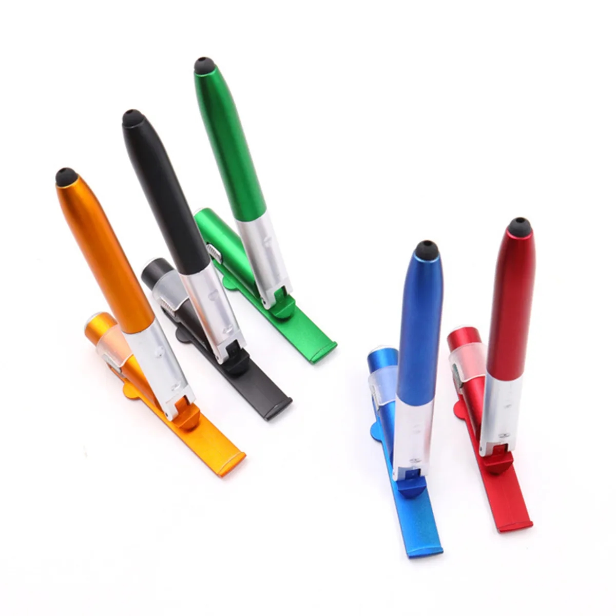 Folding Ballpoint Stylus Touch Pen Flashlight Phone Holder 6