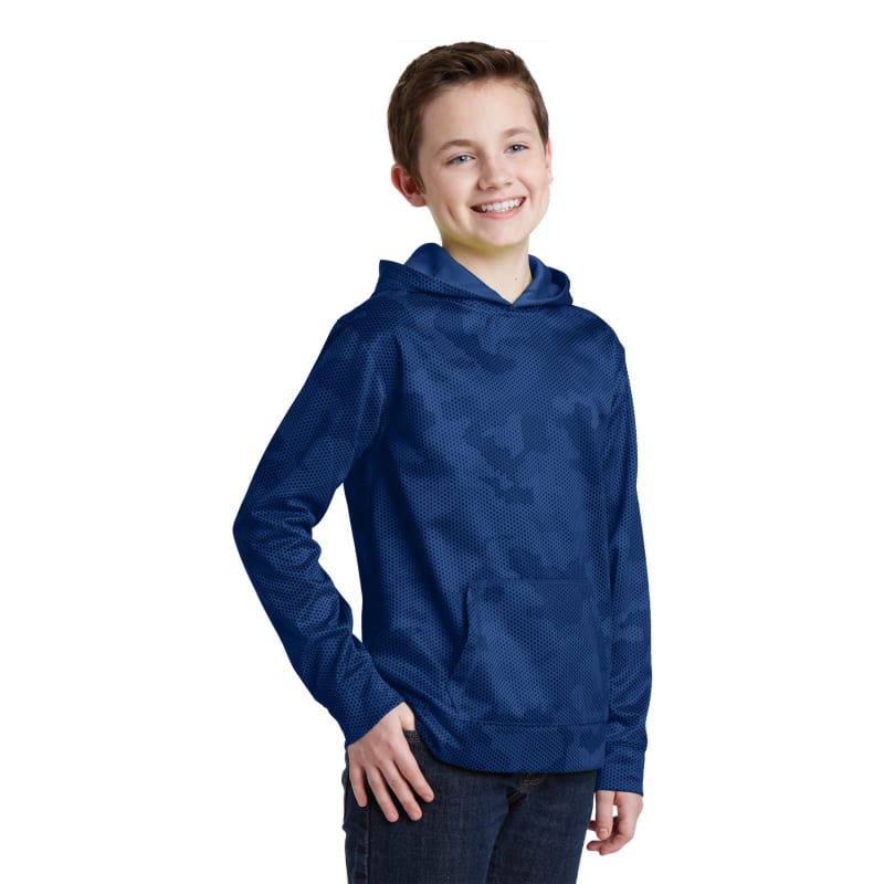 Sport-Tek Youth Sport-Wick CamoHex Fleece Hooded Pullover. 2