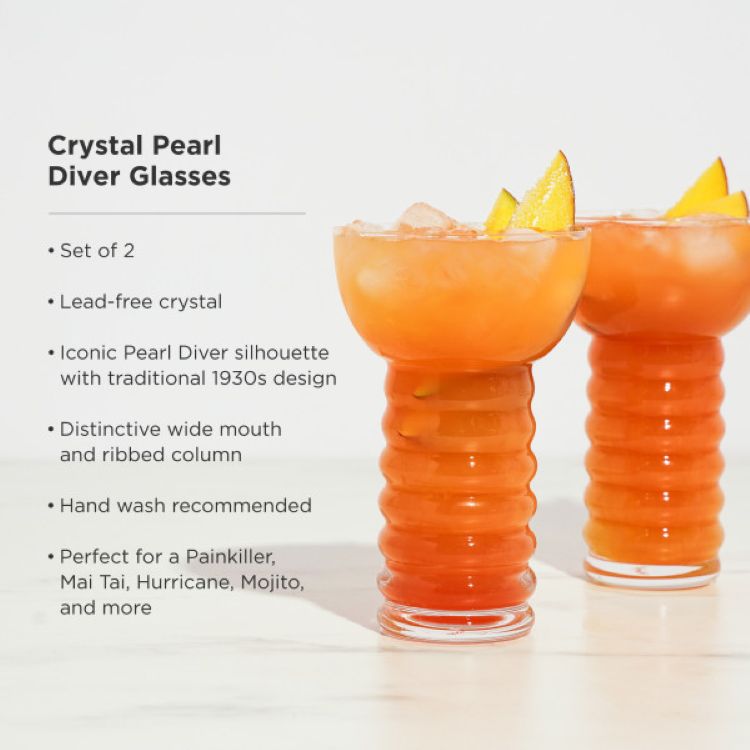 Viski® Crystal Pearl Diver Glass, set of 2 2