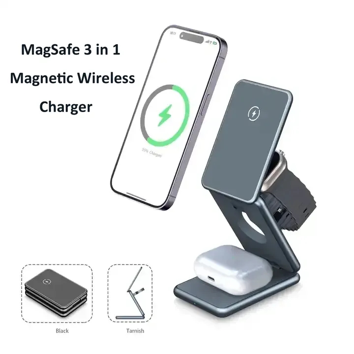 3 in1 Adjustable Foldable Magnetic Wireless Charging Station 3