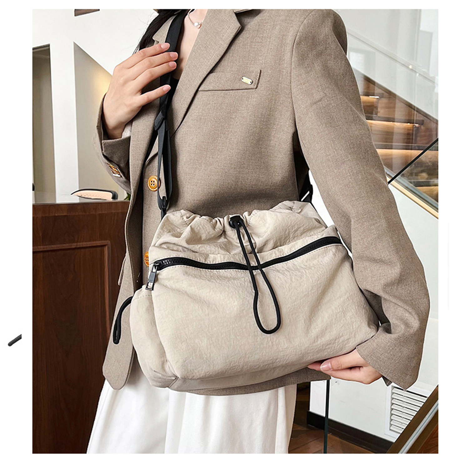 Crossbody Shoulder Bag w/ ZIpper Pockets 4
