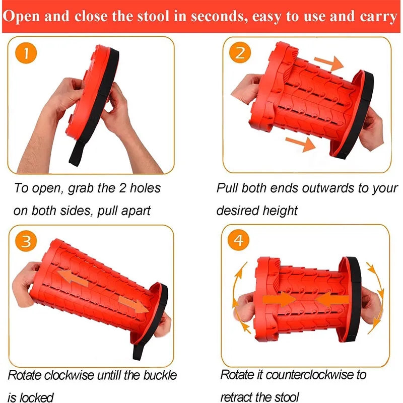 Portable Retractable Folding Stool Collapsible Telescoping 3
