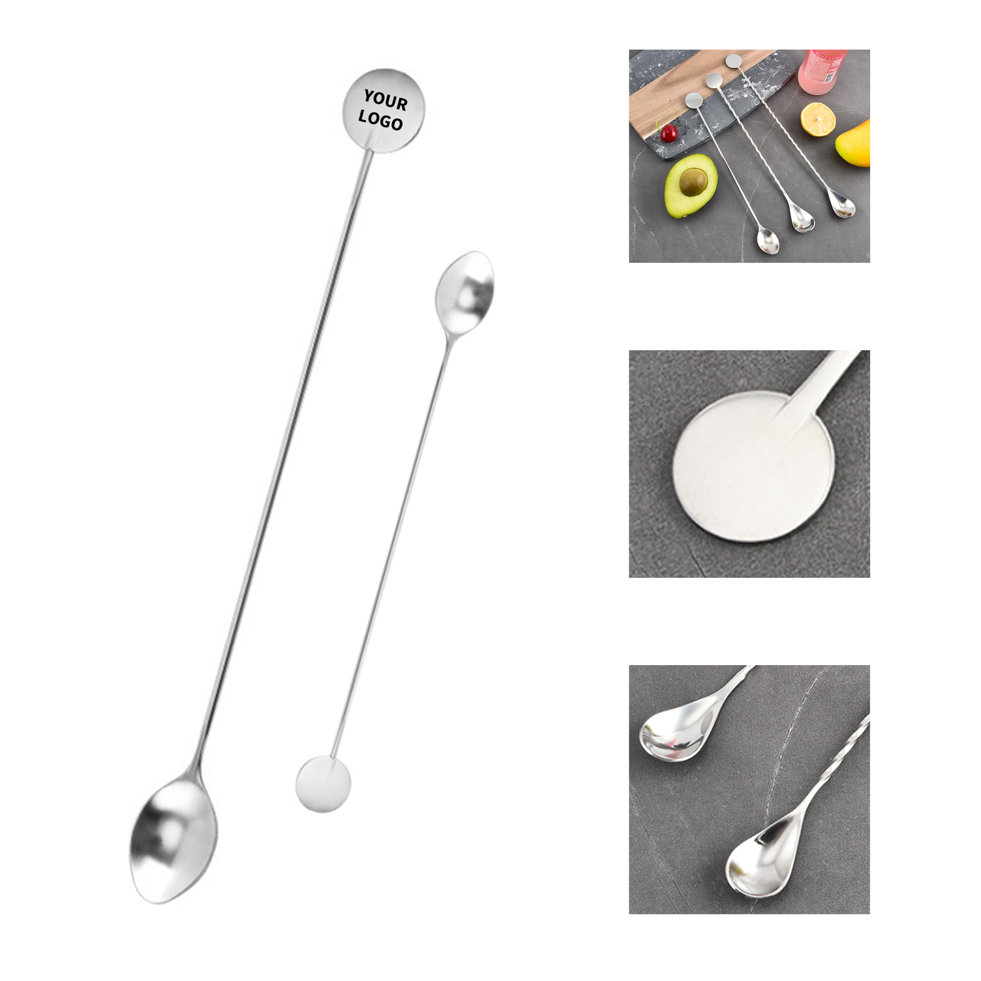 Stainless Steel Drink Stir Spoon With Round End 8.3" x 1" 5