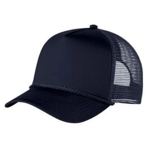Structured 5 Panel Curved Bill Trucker Cap with Rope 14