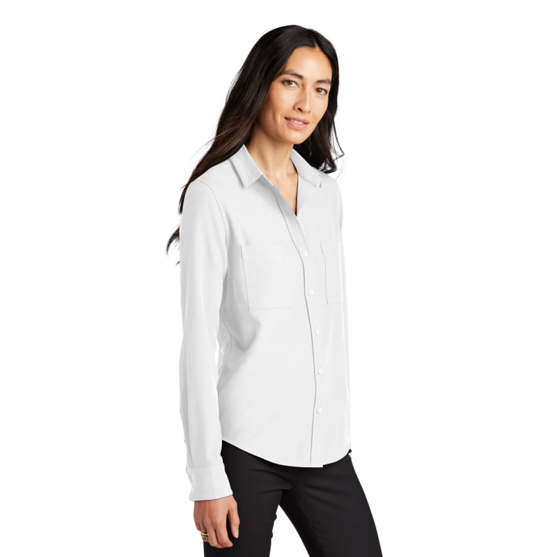 MERCER+METTLE Women's Stretch Crepe Long Sleeve Camp 9