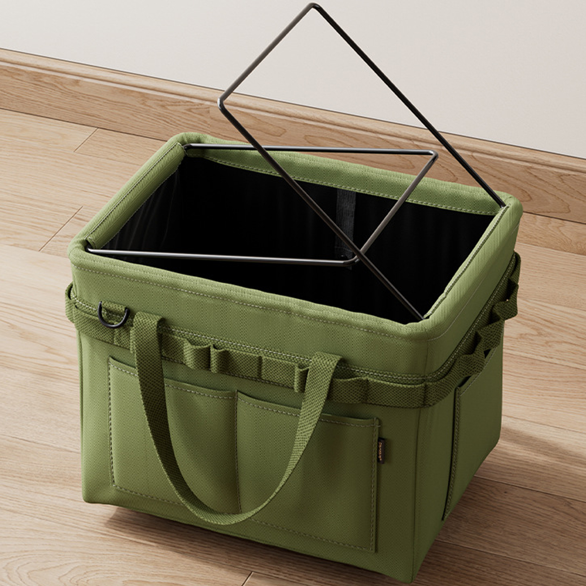 Collapsible Tool Tote Storage Bin With Pockets 2