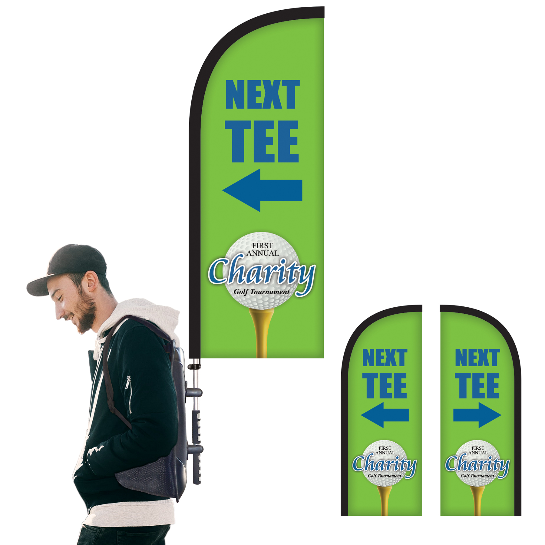 Basic Double Sided Half Drop Style Backpack Flag Kit 12