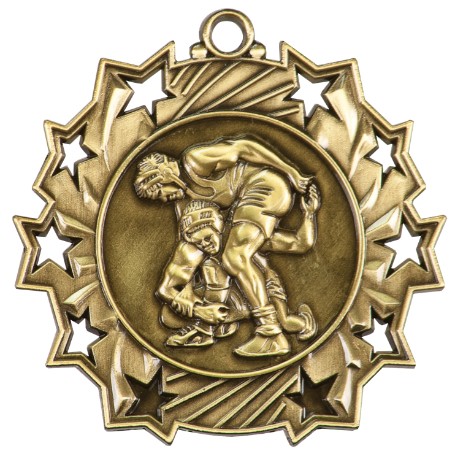 Wrestling Ten Star Medal, 2-1/4" 1