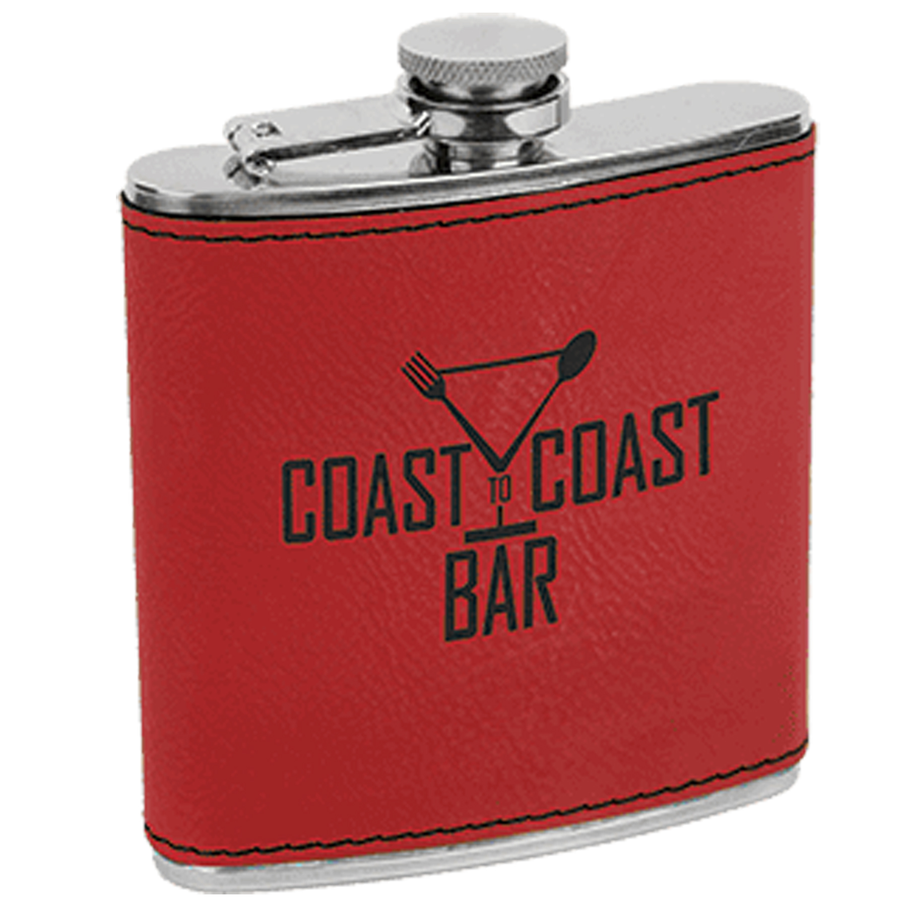 Red Leatherette Stainless Steel Flask