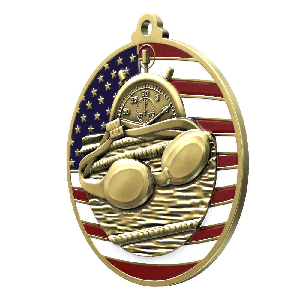 Swimming Patriotic Medallion (2-3/4") 5