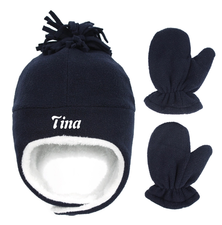 Baby Fleece Cuff Beanie And Gloves Set 9