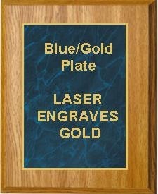 9" x 12" Oak Finish Plaque with a Blue Marble Designer Plate 2