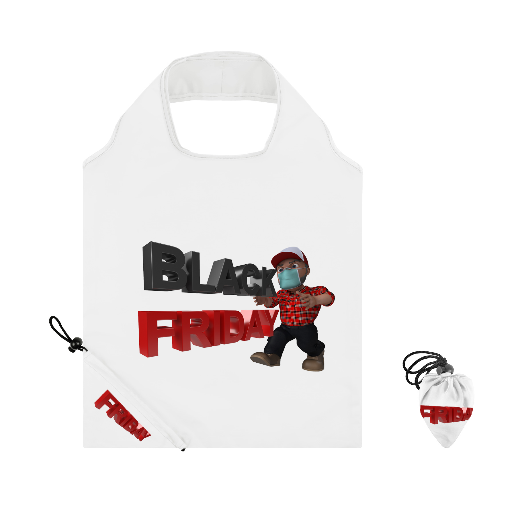 Foldaway Shopping Drawstring Pouch Tote Bag 18