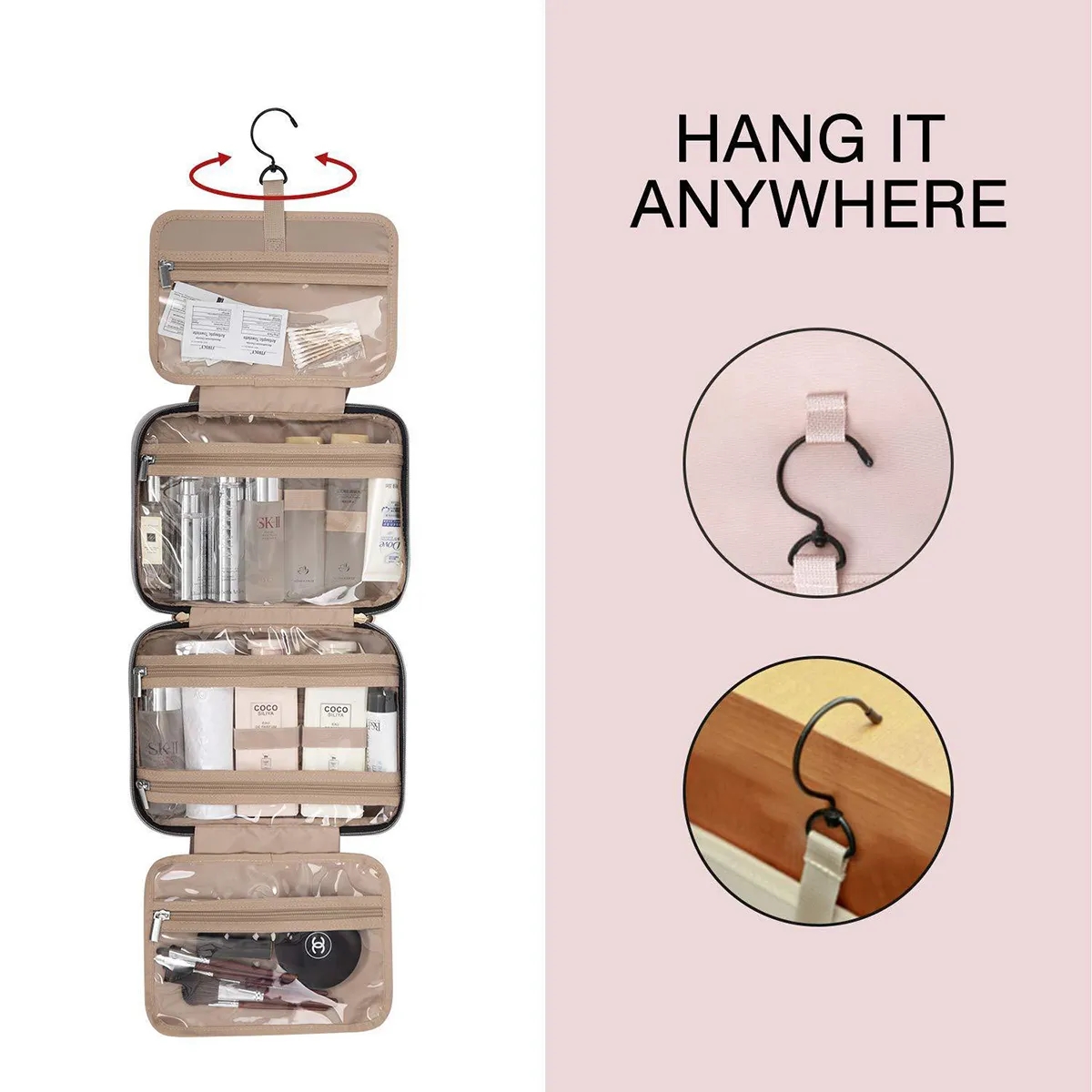 In Stock High Quality Travel Toiletry Bag Hanging Organizer 6
