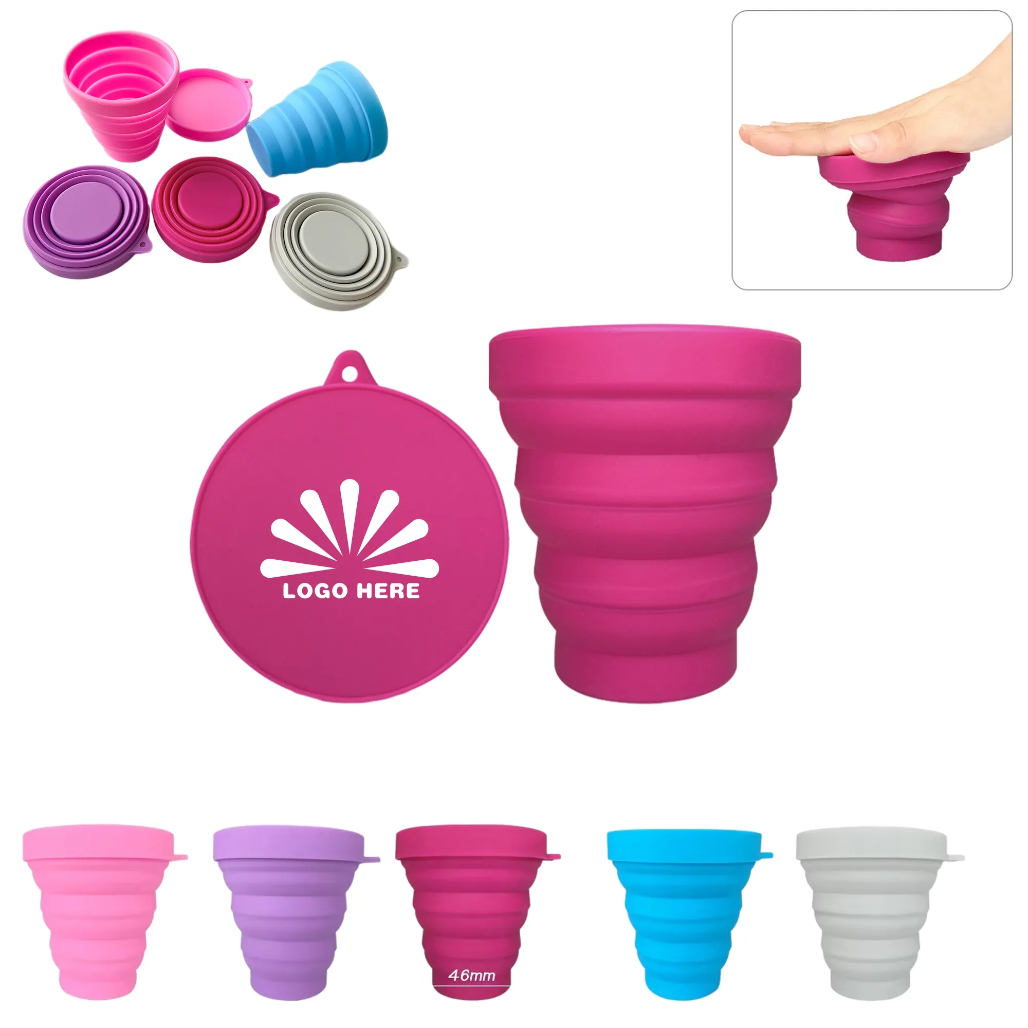 6.8oz Portable Collapsible Silicone Water Cup MOQ 100PCS 3