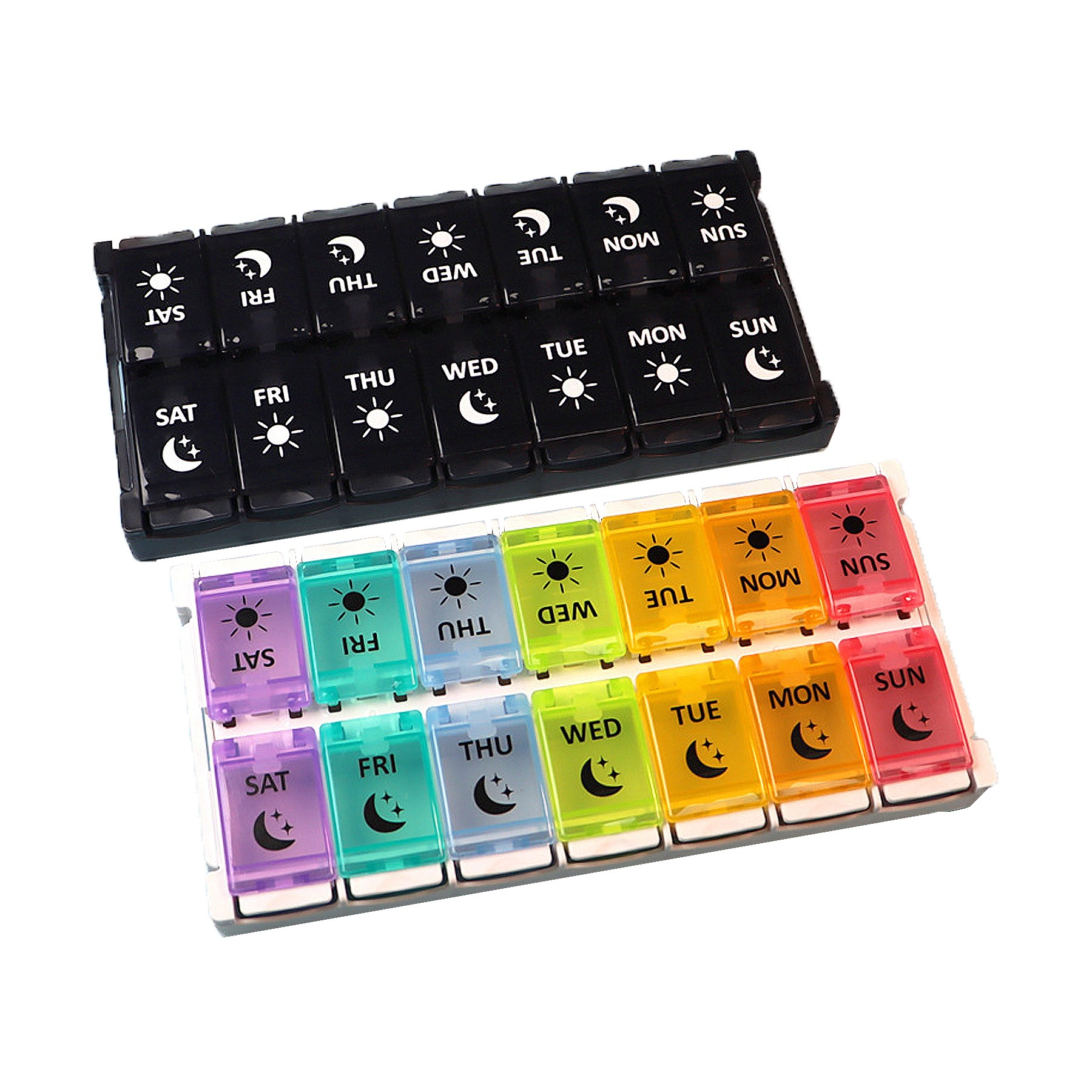 Double Row Pill Storage Box With Push Button Pop-Up Design 2