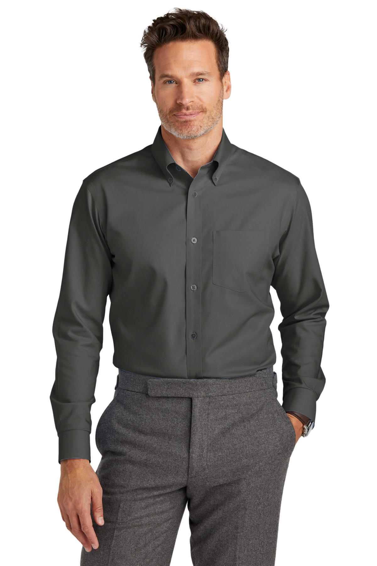 Brooks Brothers Tall Wrinkle-Free Stretch Nailhead Shirt TBB18002 26