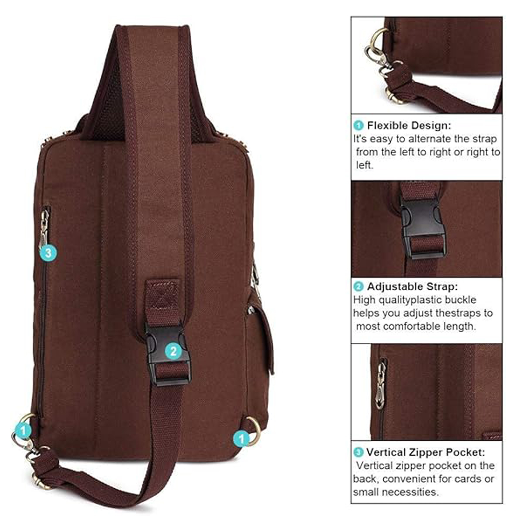 Travel and Hiking Canvas Sling Backpack 4