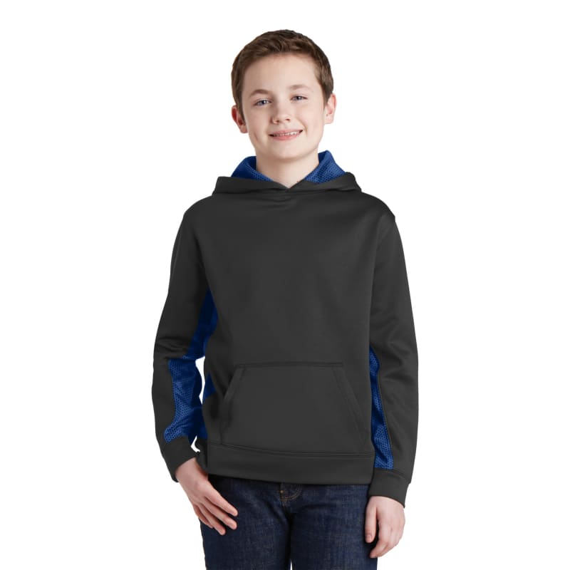 Sport-Tek Youth Sport-Wick CamoHex Fleece Colorblock Hooded Pullover. 24