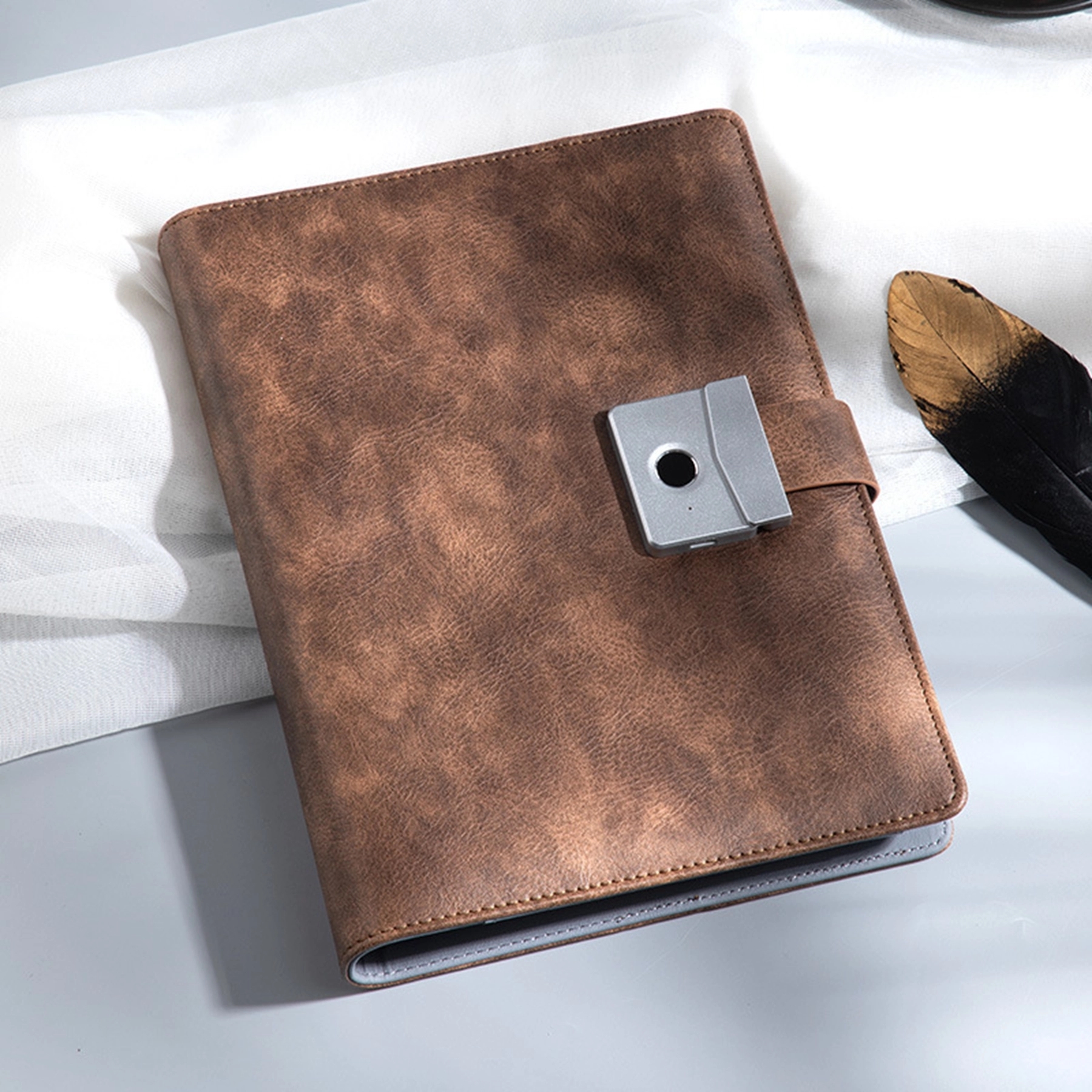 Fingerprint Lock A5 Notebook with Power Bank & USB Drive 1