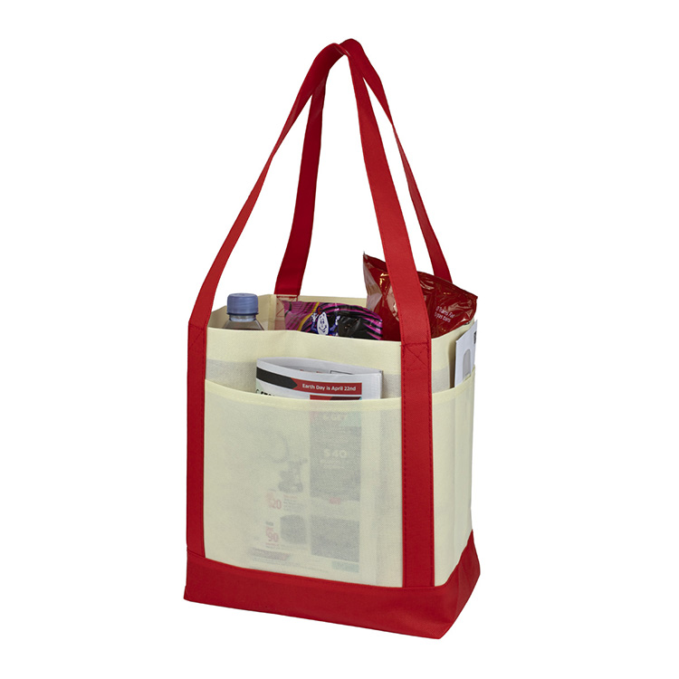 18"W x 12"H x 7" Gusset - "THE CRUISER" Faux Canvas 3-Pocket Value Tote 5