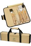 5 Piece BBQ Set (Bamboo) in Roll-Up Case 19