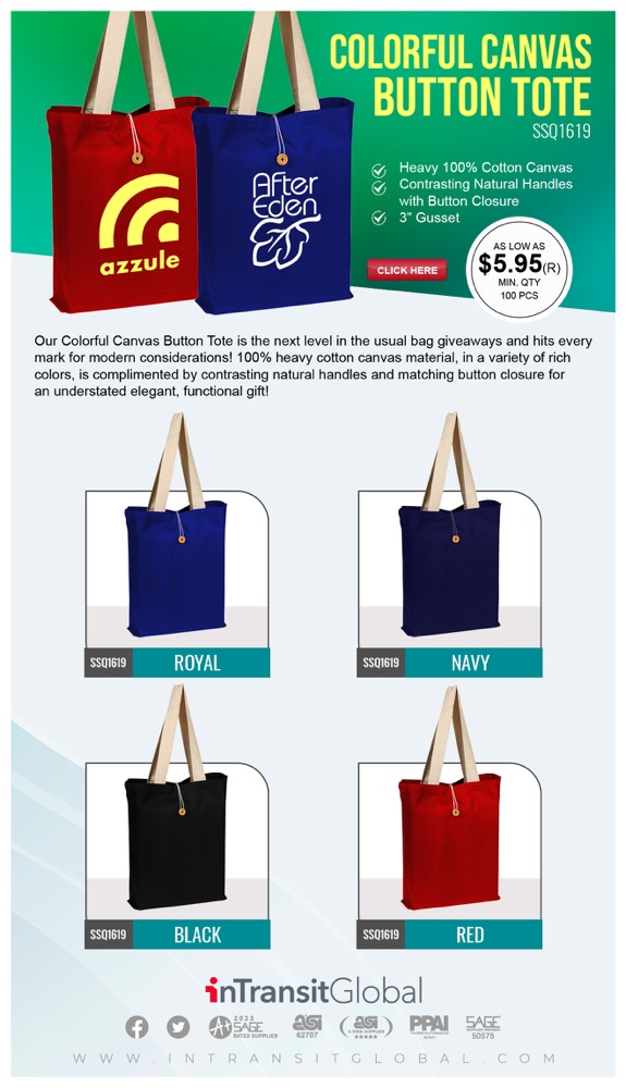 Colorful Canvas Button Tote, custom tote bag with logo imprint 16