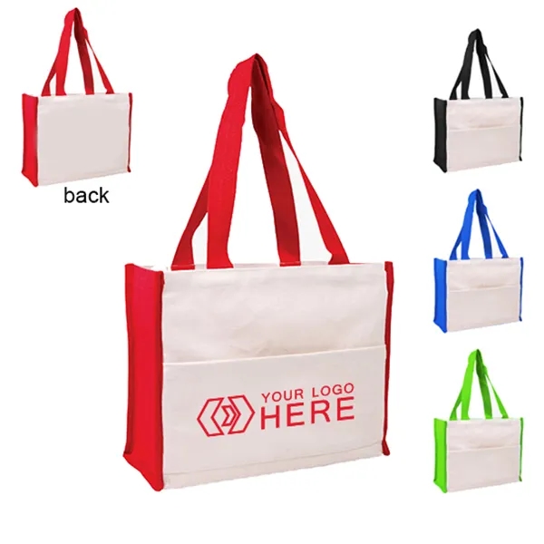 Custom Cotton Gusset Accent Box Tote - 14"w x 12"h x 6"d, custom tote bag with logo imprint 5