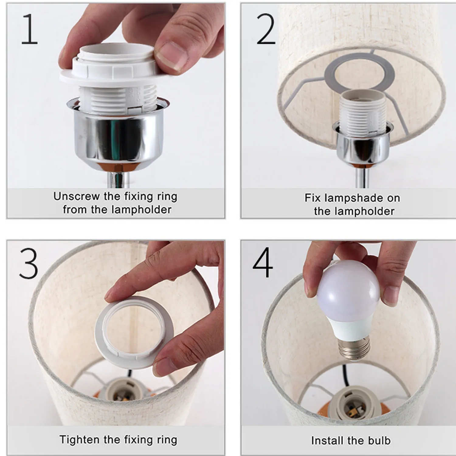 Three-Stage Touch Table Lamp With Circular Cloth Cover 4