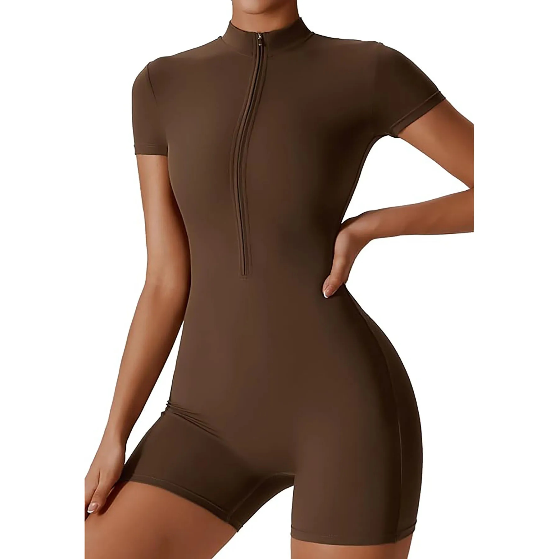 Zip Up Short Sleeve Jumpsuit 10