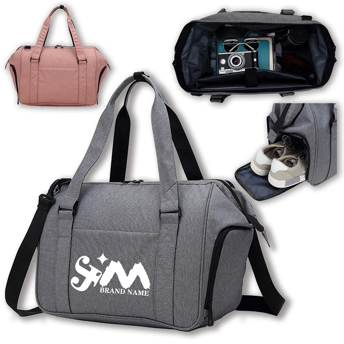 Weekender Airplane Duffel Bags Luggage With Shoe Compartment 3