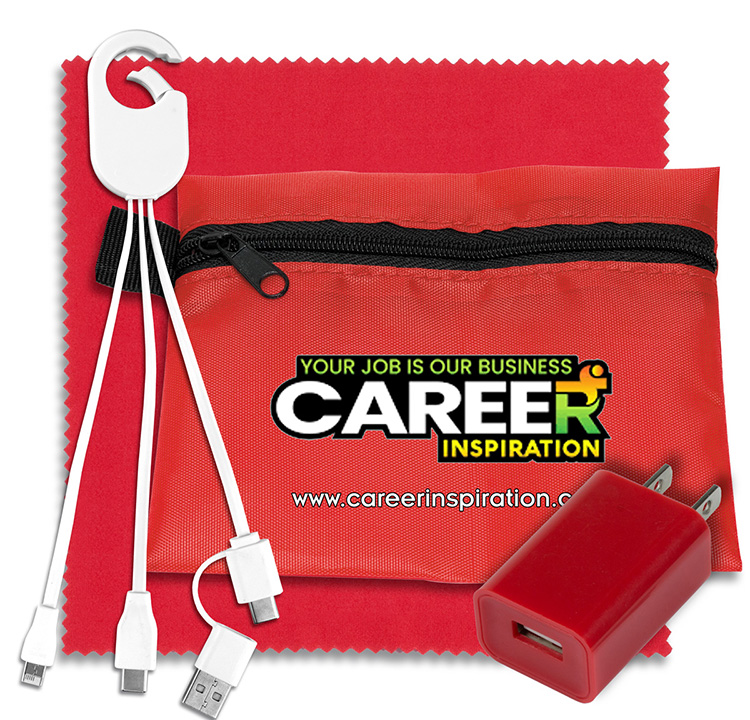 Mobile Tech Charging Kit with Earbuds, Charging Cable and Charger In Zipper Pouch 3