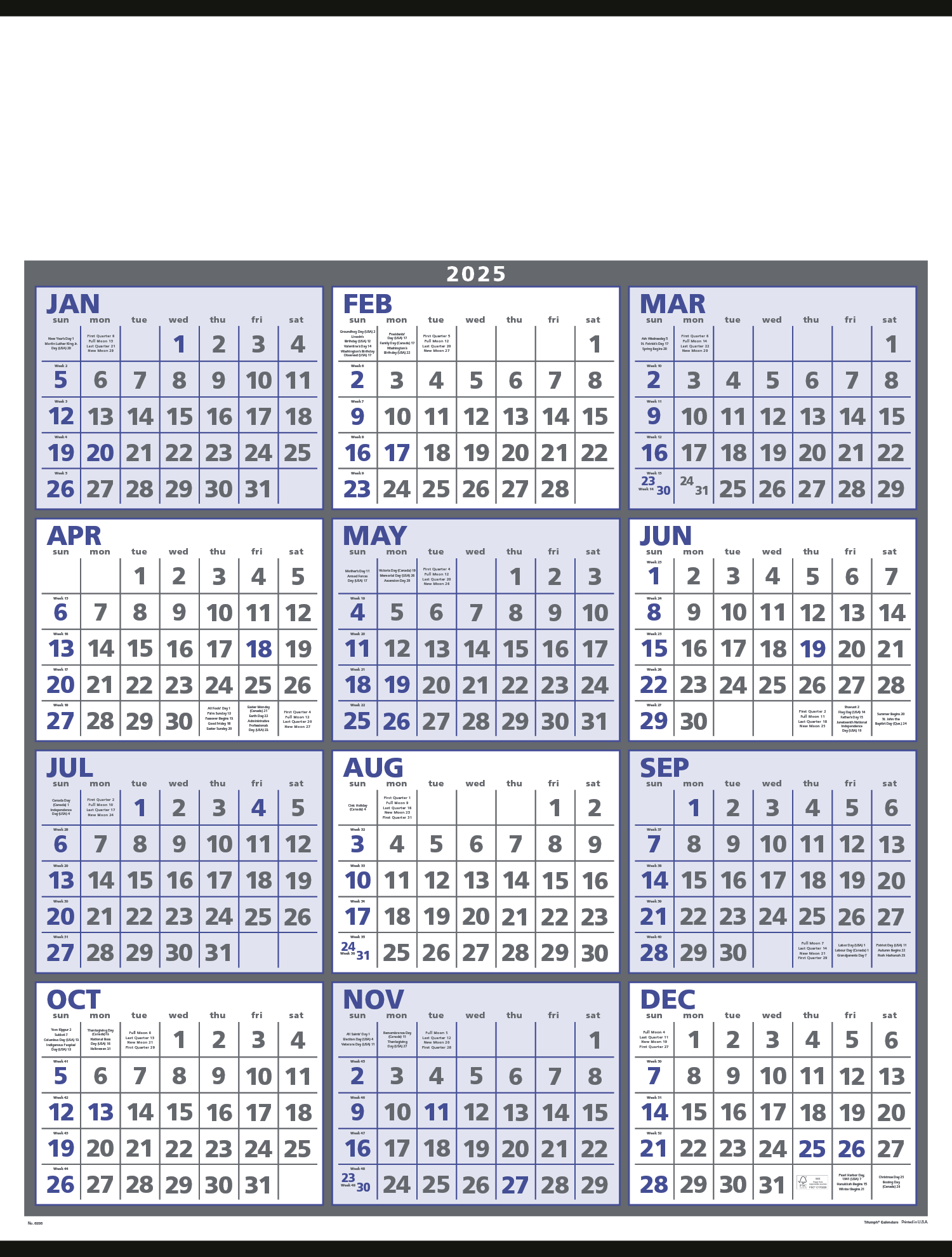 Triumph® Calendars Black & White Span-A-Year Non-Laminated Calendar 16