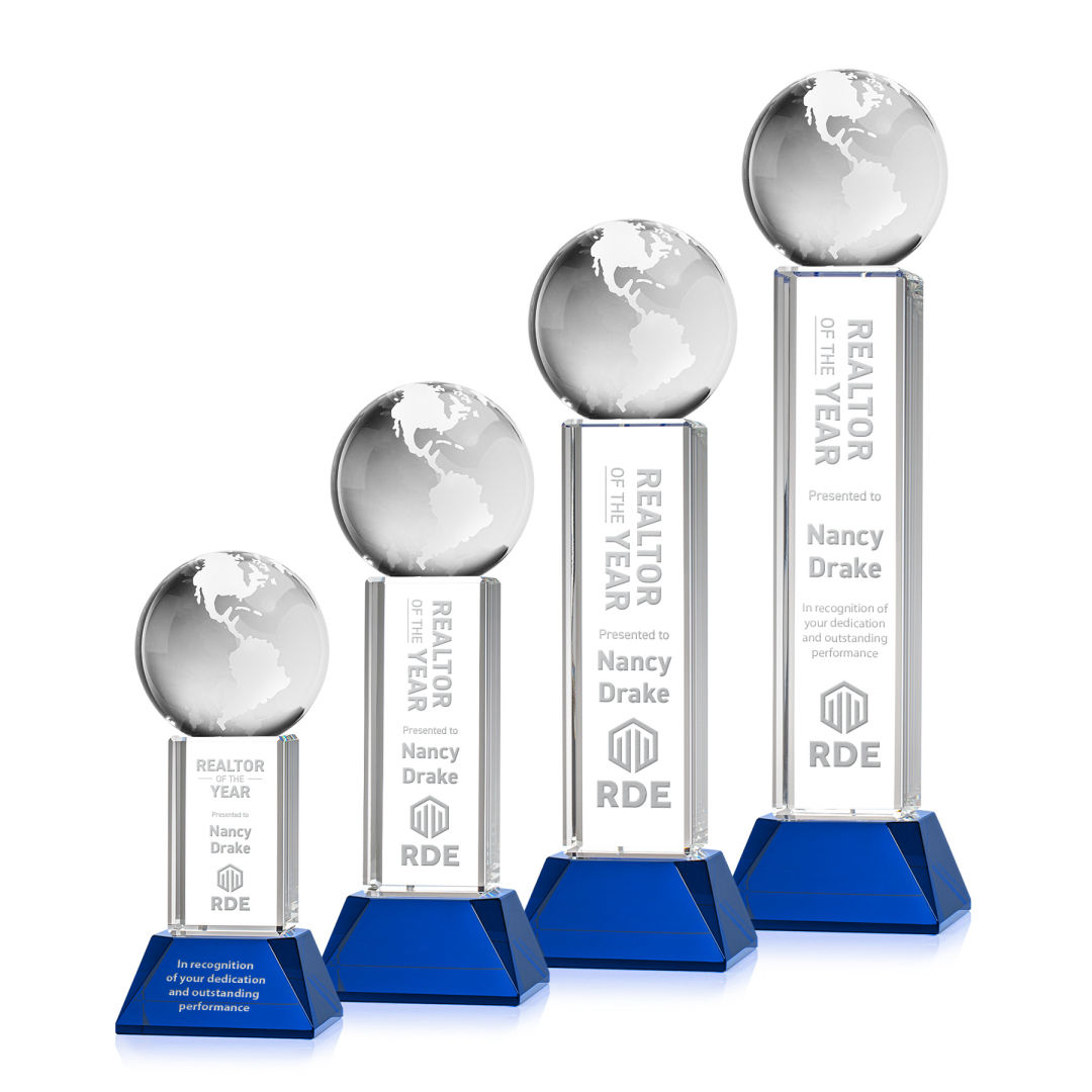 Globe Award on Stowe Base - Blue 4
