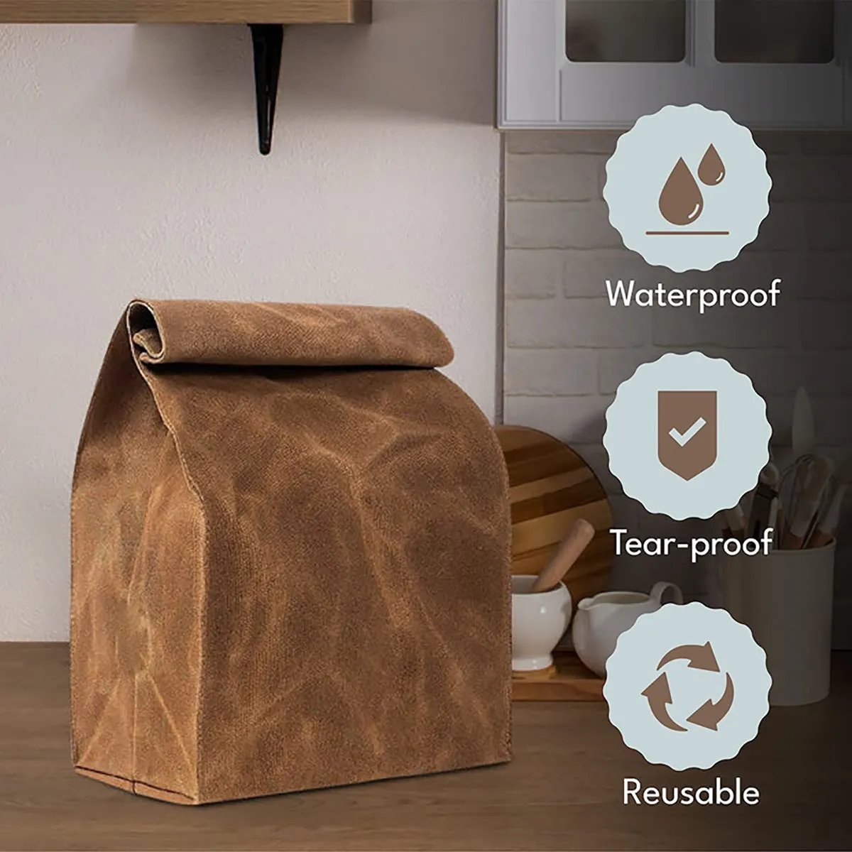 Packaging Waxed Canvas Trendy Reusable Vintage Lunch Bag 5