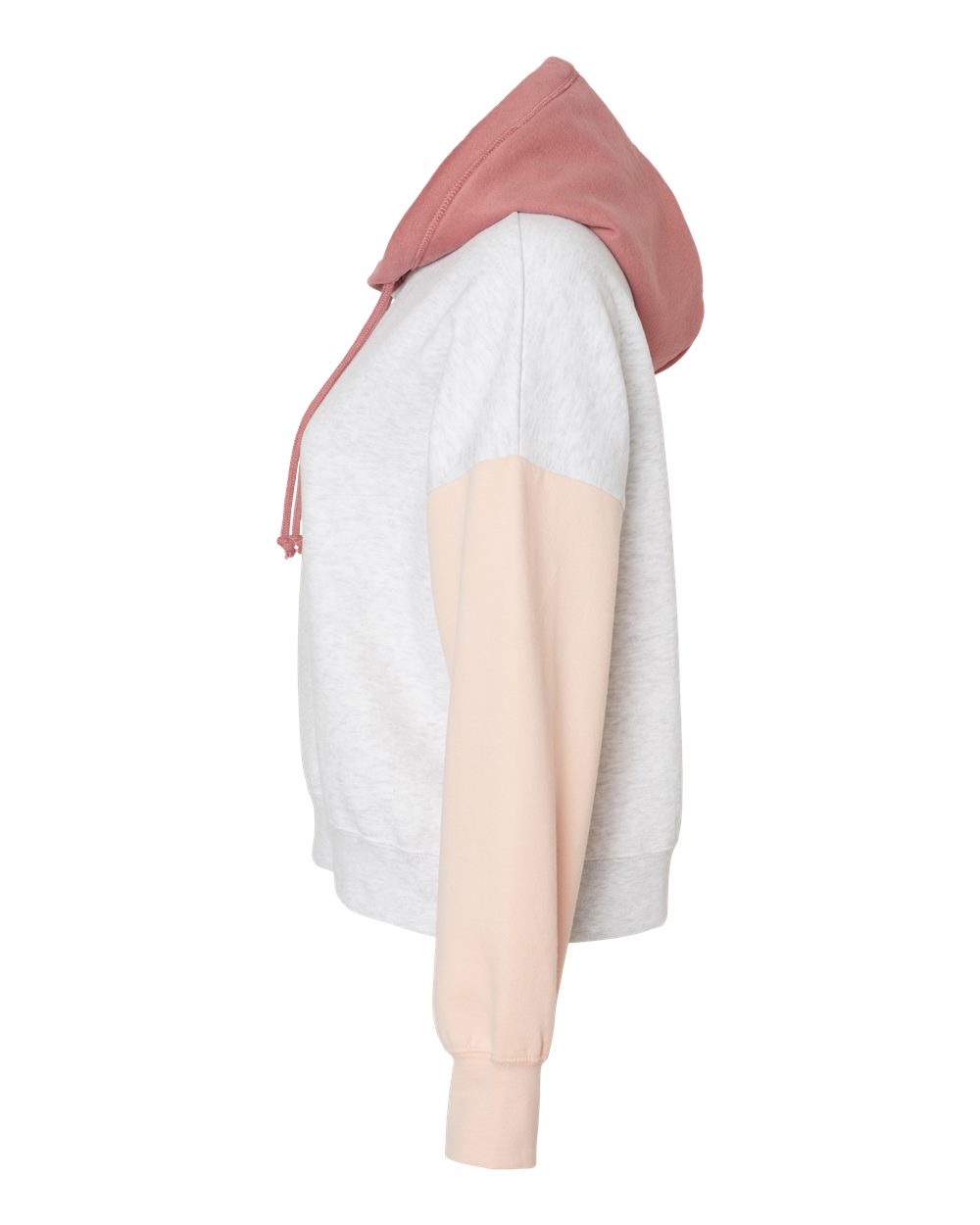 Women's Sueded Fleece Colorblocked Crop Hooded Sweatshirt - W23716 2