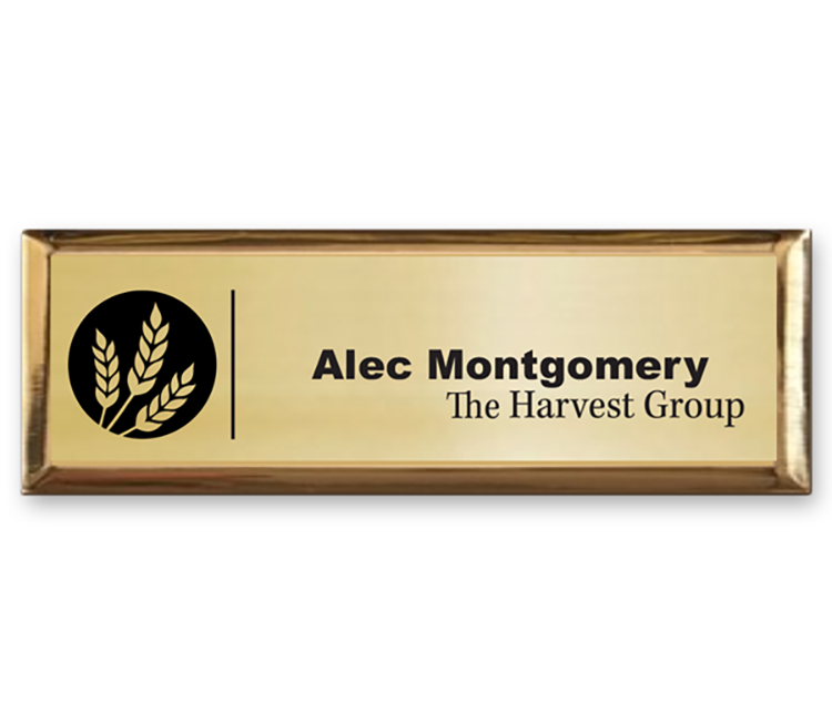 The Trojan Executive Framed full color brass name badge 1"x3" 2