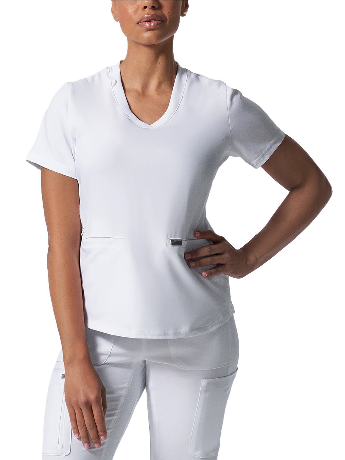 Landau - Forward - Women's Three-Pocket Rib-Knit Neckline V-Neck Top 42