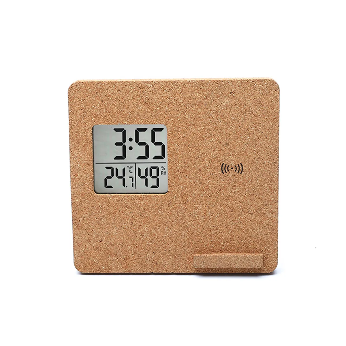 Wireless Charging Weather Temperature Humidity Bamboo Clock 6