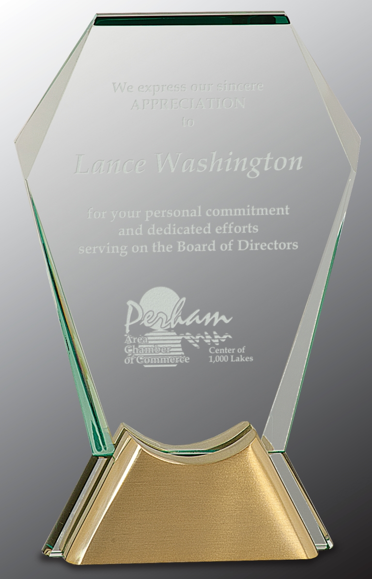 7 1/2" Gemstone Jewel Glass Award with Gold Metal Base 1