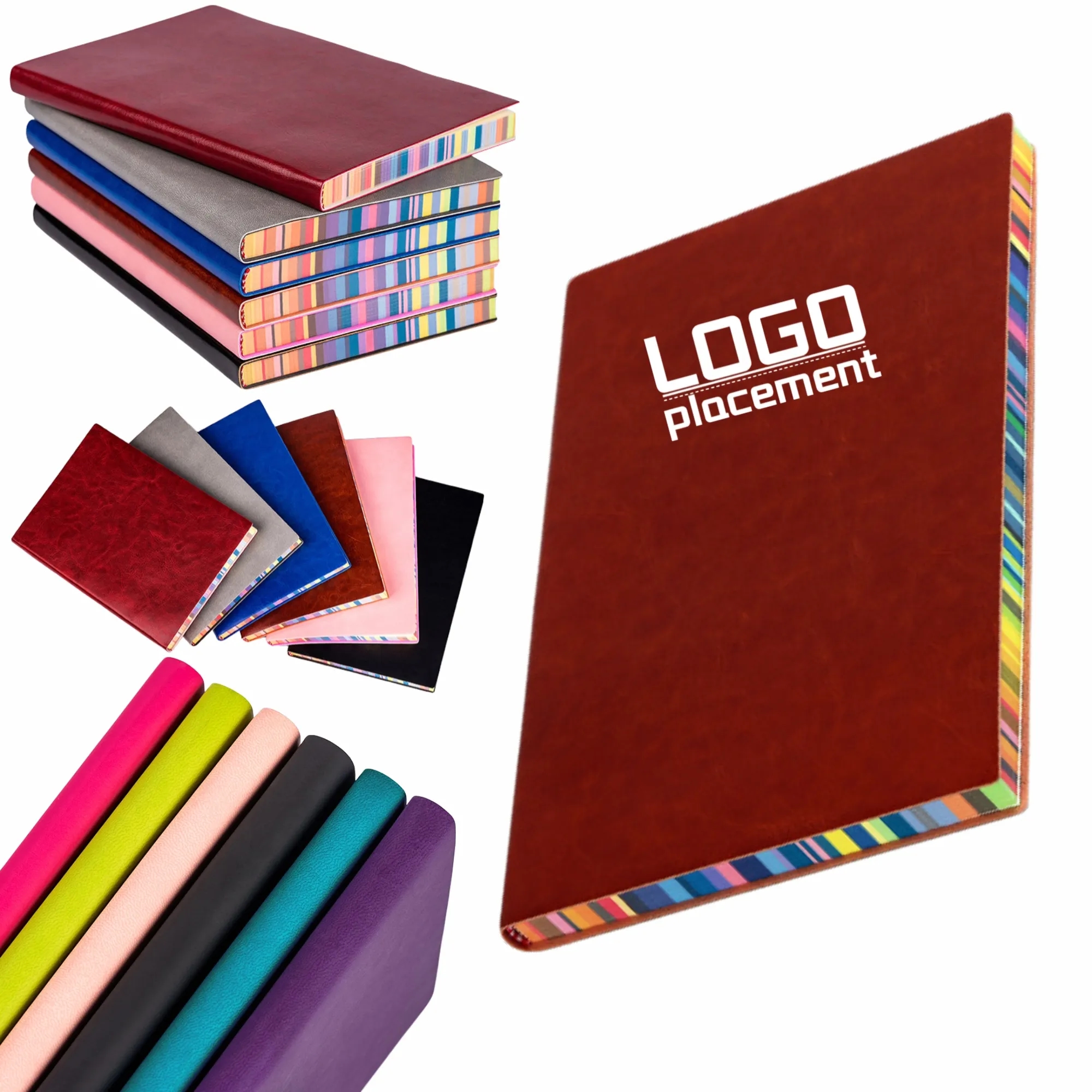 A5 Softcover Rainbow Edge PU Notebook Custom Journal