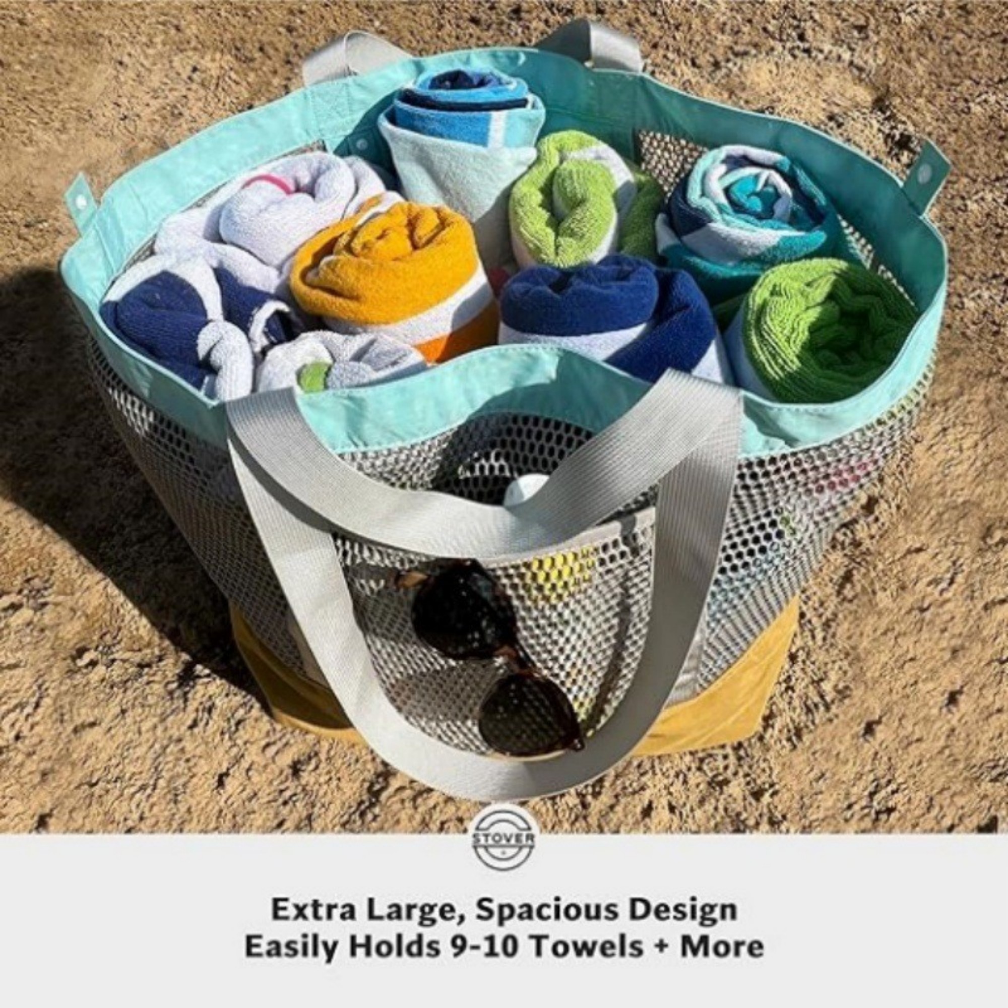 Large Mesh Beach Bag, custom tote bag with logo imprint 2